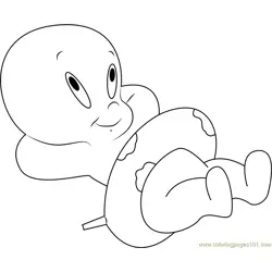 Casper Swimming Free Coloring Page for Kids