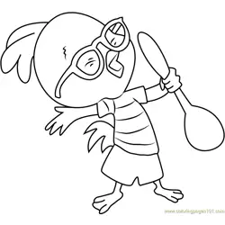 Chicken Little with Spoon Free Coloring Page for Kids