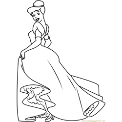 Cinderella Looking Back Free Coloring Page for Kids