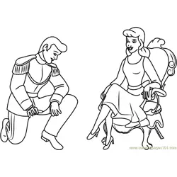 Cinderella and Prince Free Coloring Page for Kids