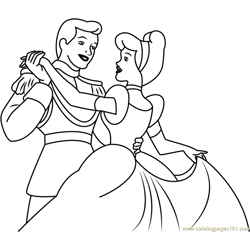 Cinderella Free Coloring Page for Kids