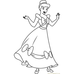 Cinderella in Dress Free Coloring Page for Kids