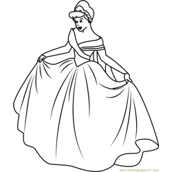 Cinderella in New Look Free Coloring Page for Kids