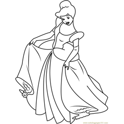 Cinderella see her Dress Free Coloring Page for Kids