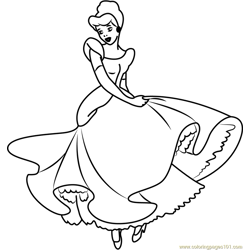 Cute Cinderella Free Coloring Page for Kids