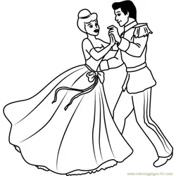 Disney Best Couple Prince and Cinderella Free Coloring Page for Kids