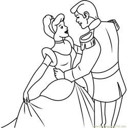 Prince Charming And Cinderella Free Coloring Page for Kids