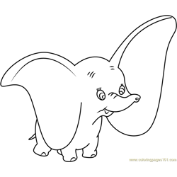 Big Ear Dumbo Free Coloring Page for Kids