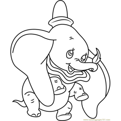 Dumbo Flying Free Coloring Page for Kids
