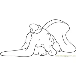 Dumbo Sleeping Free Coloring Page for Kids