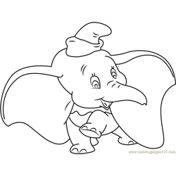 Happy Dumbo Free Coloring Page for Kids