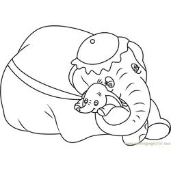 Mom and Baby Dumbo Free Coloring Page for Kids