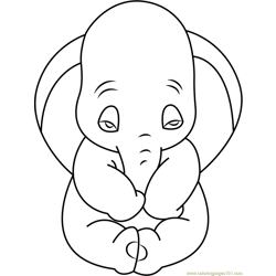 Sad Dumbo Free Coloring Page for Kids