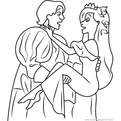 Prince Edward and Princess Giselle Free Coloring Page for Kids
