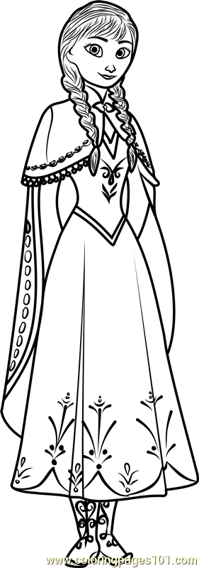 Cute Anna Coloring Page for Kids - Free Frozen Printable Coloring Pages