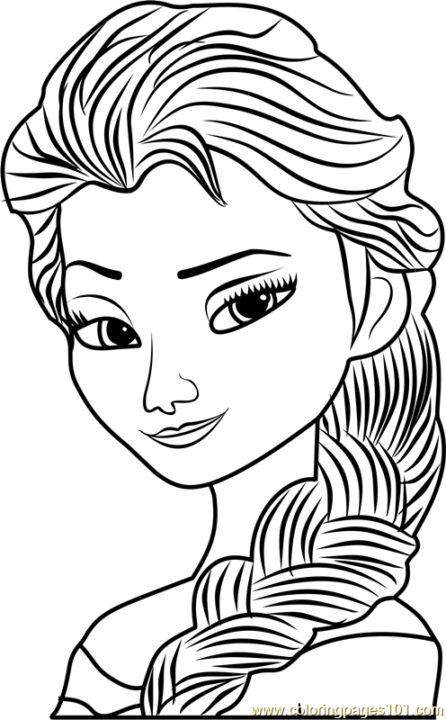Elsa Face Coloring Page for Kids - Free Frozen Printable Coloring Pages