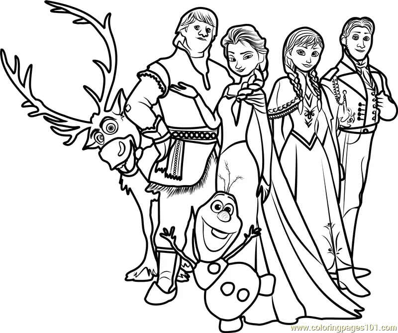 Frozen Family Coloring Page for Kids - Free Frozen Printable Coloring