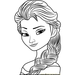 Elsa Face Free Coloring Page for Kids
