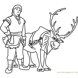 Kristoff with reindeer Free Coloring Page for Kids