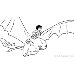 Hiccup Horrendous Flying with Toothless Free Coloring Page for Kids