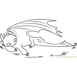 Toothless Dragon Sleeping Free Coloring Page for Kids