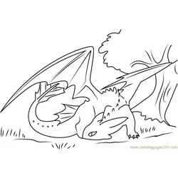 Toothless see Back Free Coloring Page for Kids