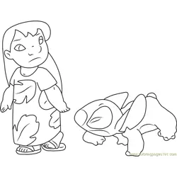 Lilo and Stitch Walking Together Free Coloring Page for Kids