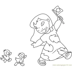 Lilo with Ducks Free Coloring Page for Kids