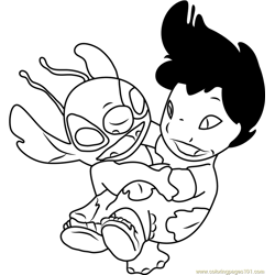 Overjoyed Lilo and Stitch Free Coloring Page for Kids
