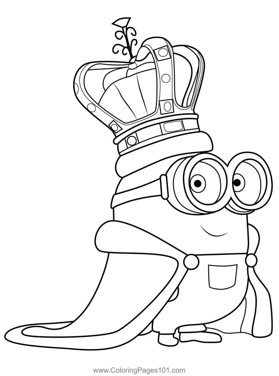 King Bob Minions Coloring Page for Kids - Free Minions Printable