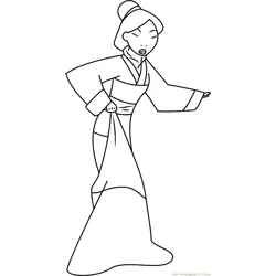 Mulan Show her Dress Free Coloring Page for Kids