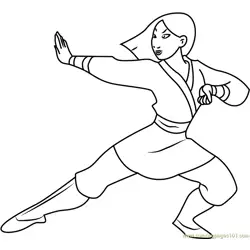 Mulan as Warrior Free Coloring Page for Kids