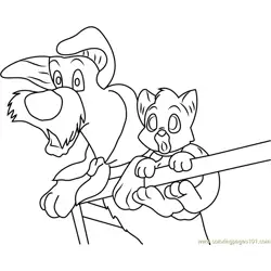 Oliver and Dodger are Afraid Free Coloring Page for Kids