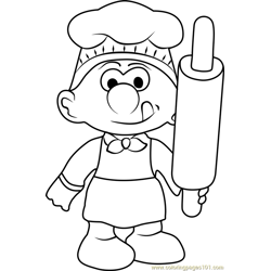 Baker Smurf Free Coloring Page for Kids