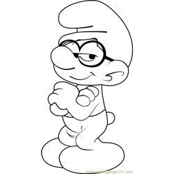 Brainy Smurf Free Coloring Page for Kids