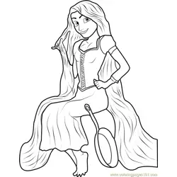 Rapunzel Sitting Free Coloring Page for Kids