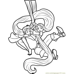Rapunzel and Flynn Tangled Free Coloring Page for Kids