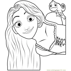 Rapunzel and Pascal Free Coloring Page for Kids