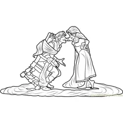 Rapunzel tied Flynn Free Coloring Page for Kids