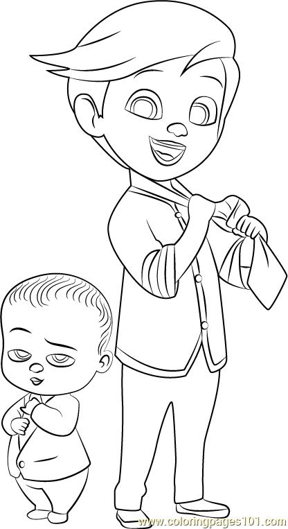 Tim and Boss Baby Coloring Page for Kids - Free The Boss Baby Printable