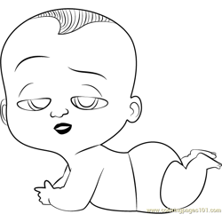 Baby in Diaper Free Coloring Page for Kids