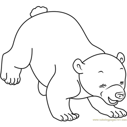 Little Polar Bear Playing Free Coloring Page for Kids