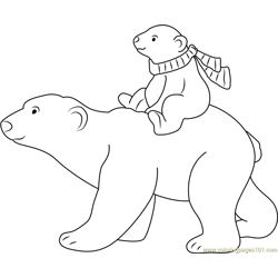 Little Polar Bear with his Mom going for Ride Free Coloring Page for Kids