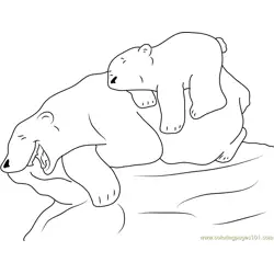 Little Polar Bear with his Mom having Fun Free Coloring Page for Kids