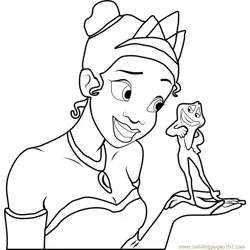 Tiana Princess and the Frog Free Coloring Page for Kids