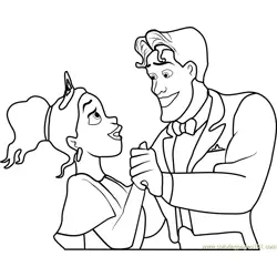 Tiana and Naveen Dancing Free Coloring Page for Kids