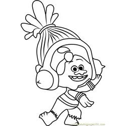 DJ Suki from Trolls Free Coloring Page for Kids
