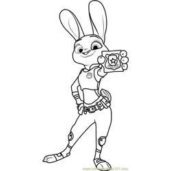 Judy Hopps with Badge Free Coloring Page for Kids