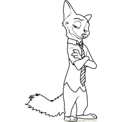 Nick Wilde Free Coloring Page for Kids
