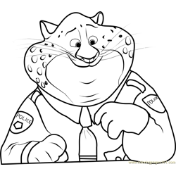 Officer Clawhauser Free Coloring Page for Kids